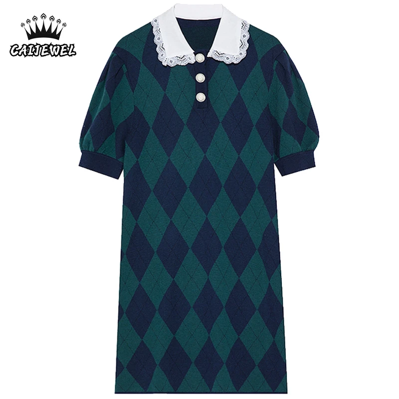 Women's Clothing Lingge Dress College Style Polo Collar Puff Short Sleeve Casual Fashion Baggy Vintage Short Skirt Ladies Summer
Women's Clothing Lingge Dress College Style Polo Collar Puff Short Sleeve Casual Fashion Baggy Vintage Short Skirt Ladies Summer