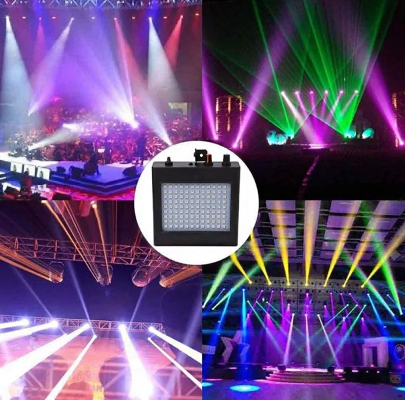 

108 LED RGB Mixed Flashing Stage Lights 25W Sound Activated Disco Lights for Festival Parties Lights Wedding KTV Strobe Lights