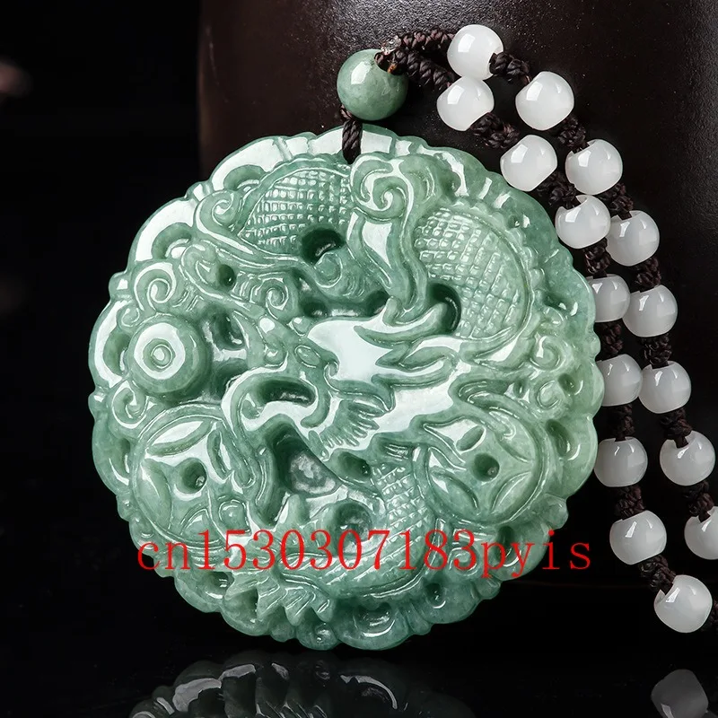 Natural Burmese Emerald Jade Dragon Pendant Necklace Chinese Carved Jadeite Fashion Charm Jewelry Amulet Gifts for Women Men
Natural Burmese Emerald Jade Dragon Pendant Necklace Chinese Carved Jadeite Fashion Charm Jewelry Amulet Gifts for Women Men