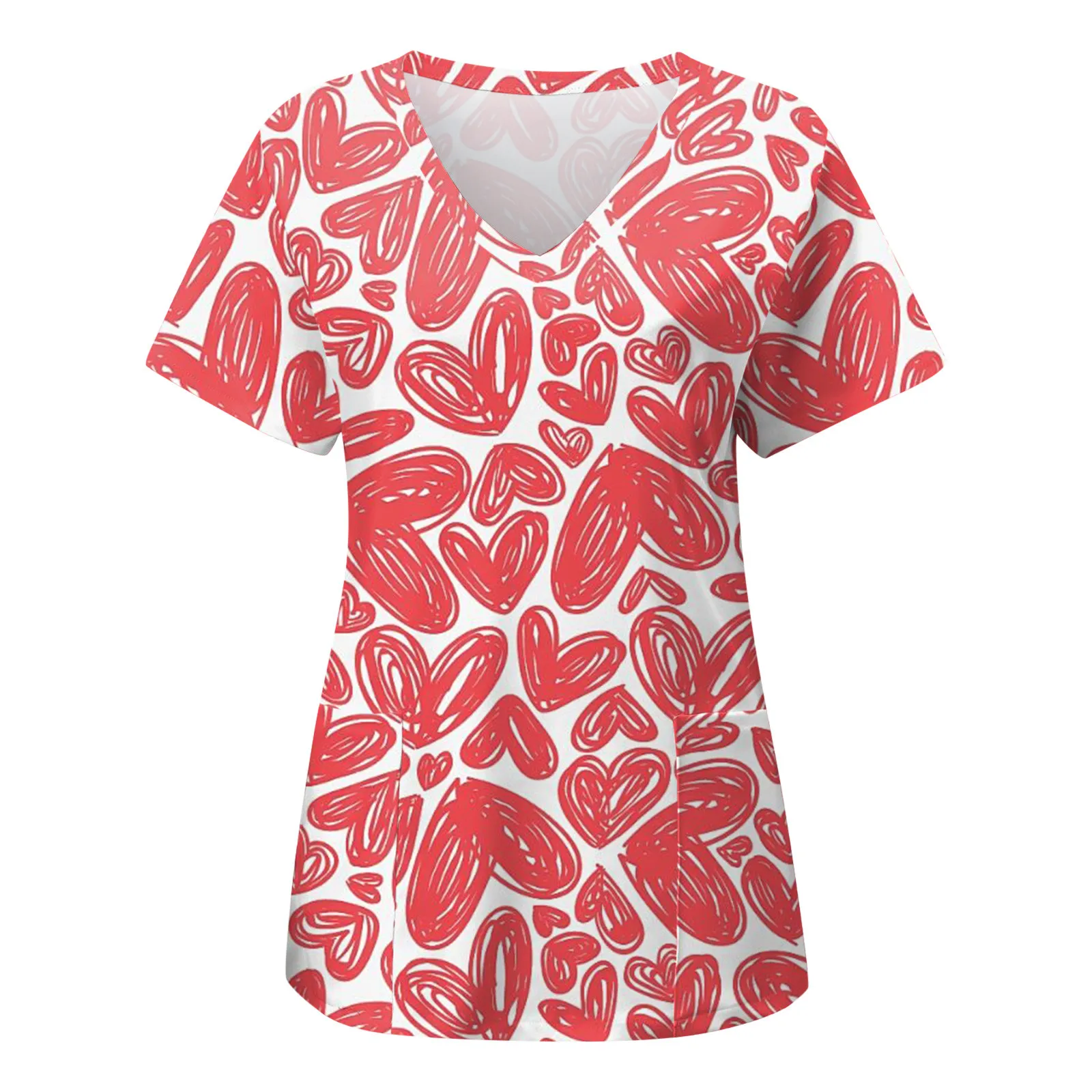 Valentine'S Day Womens Nurse Scrubs Pink Heart Print Short Sleeve Pocket T Shirt V Neck Working Costume Oversize Dentist Tops
Valentine'S Day Womens Nurse Scrubs Pink Heart Print Short Sleeve Pocket T Shirt V Neck Working Costume Oversize Dentist Tops