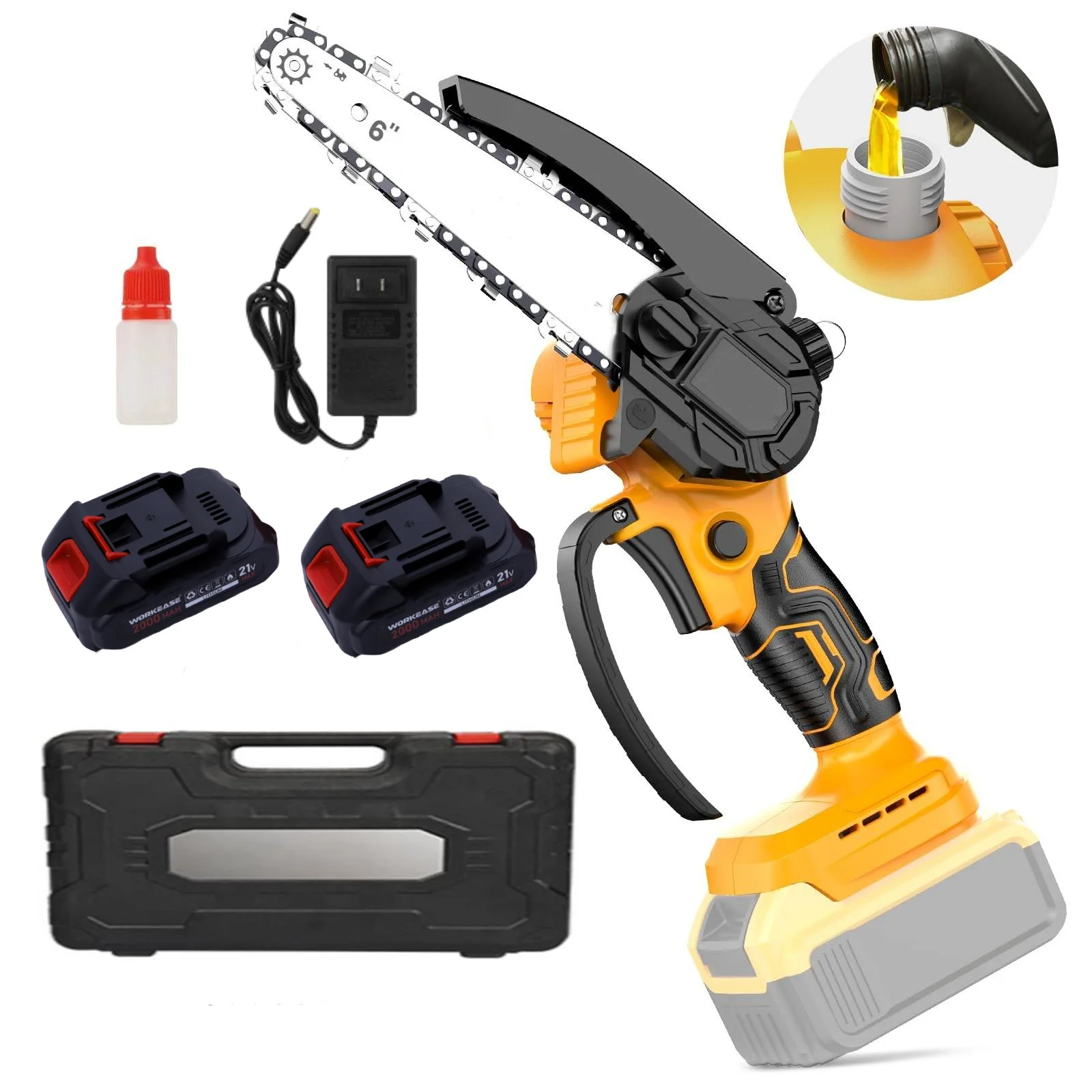 

21V 6 Inch Tool Brush Wood Cutting Machine Garden Pruning Cutter Electric Power Battery Cordless Mini Chain Saws ChainSaw