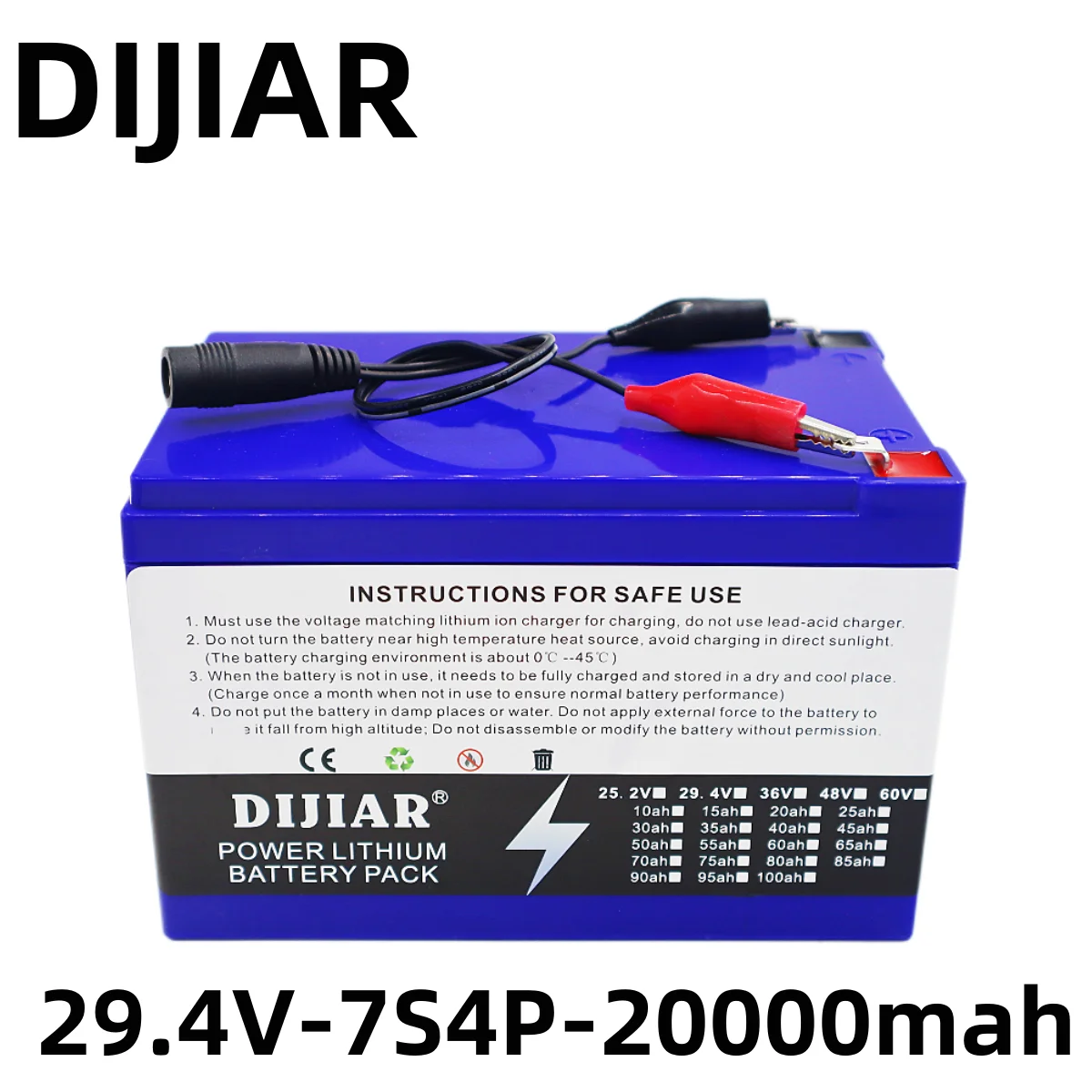 DIJIAR 24v20ah electric vehicle lithium battery pack 7S4P24V20000mah electric modified lithium battery
DIJIAR 24v20ah electric vehicle lithium battery pack 7S4P24V20000mah electric modified lithium battery