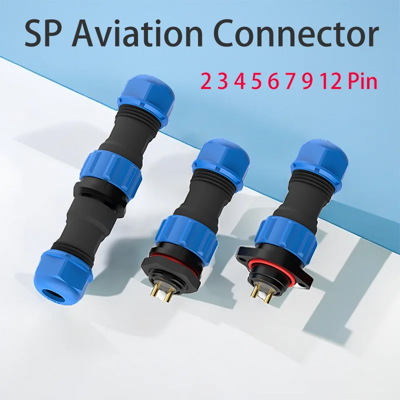 

Waterproof Connector Aviation Plug SP13 SP16 SP17 SP20 SP21 Wire Socket Male and Female Docking 2P 3P 4P 5P 6P 7P 9P 10P 12P