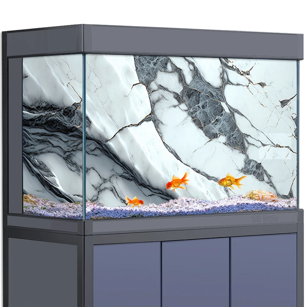 

Aquarium Background Decoration for Fish Tanks Reptile Habitat , White Marble Texture Rock Stone HD 3D Poster 5-55 Gallon