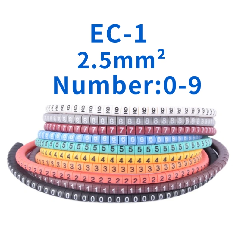 EC-0 500PCS EC-1 Cable Wire Marker 0 to 9 For Cable Size 2.5 sqmm Colored number tube Cable Markers label
EC-0 500PCS EC-1 Cable Wire Marker 0 to 9 For Cable Size 2.5 sqmm Colored number tube Cable Markers label