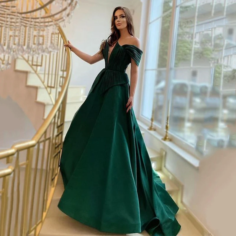 UZN Elegant Green Satin A-Line Evening Dresses Deep V-Neck Off the Shoulder Prom Dress Floor-Length Saudi Arabia Party Gowns
UZN Elegant Green Satin A-Line Evening Dresses Deep V-Neck Off the Shoulder Prom Dress Floor-Length Saudi Arabia Party Gowns