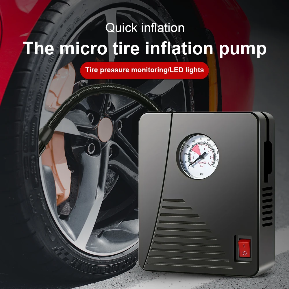 

96W Car Electric Air Pump Mini Tire Inflator 12V 100PSI 35L/Min Portable Air Compressor For Car Motorcycles Bicycle Ball