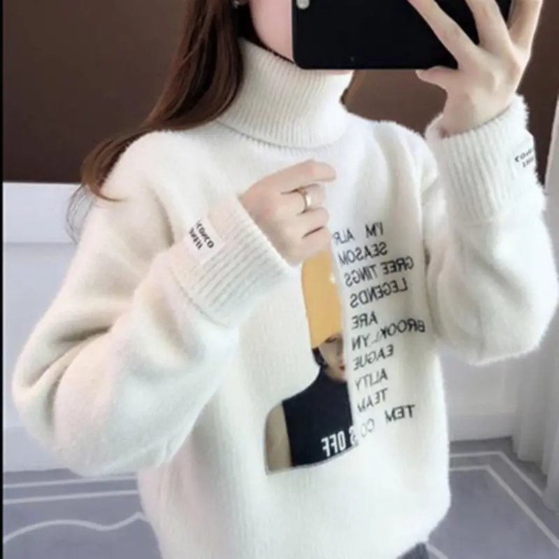 Basic Sweater Women Velvet Inlined Knitted Pullover Faux Mink Cashmere Top Autumn Winter Elastic Bottoming Shirts Warm Jumper
Basic Sweater Women Velvet Inlined Knitted Pullover Faux Mink Cashmere Top Autumn Winter Elastic Bottoming Shirts Warm Jumper