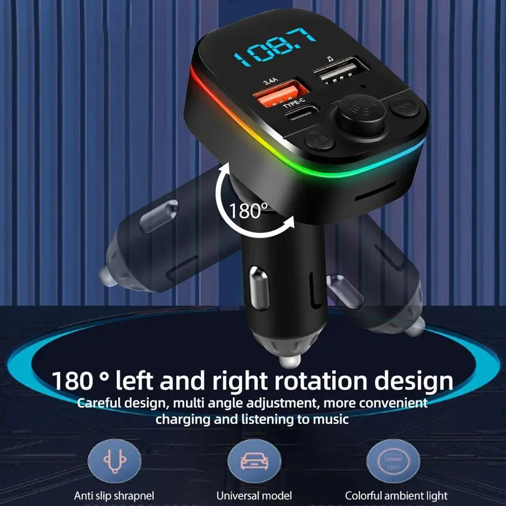 

Bluetooth 5.0 FM Transmitter Handsfree Car Radio Modulator Quick Player USB With Charge MP3 Super 20W Adapter N1U3