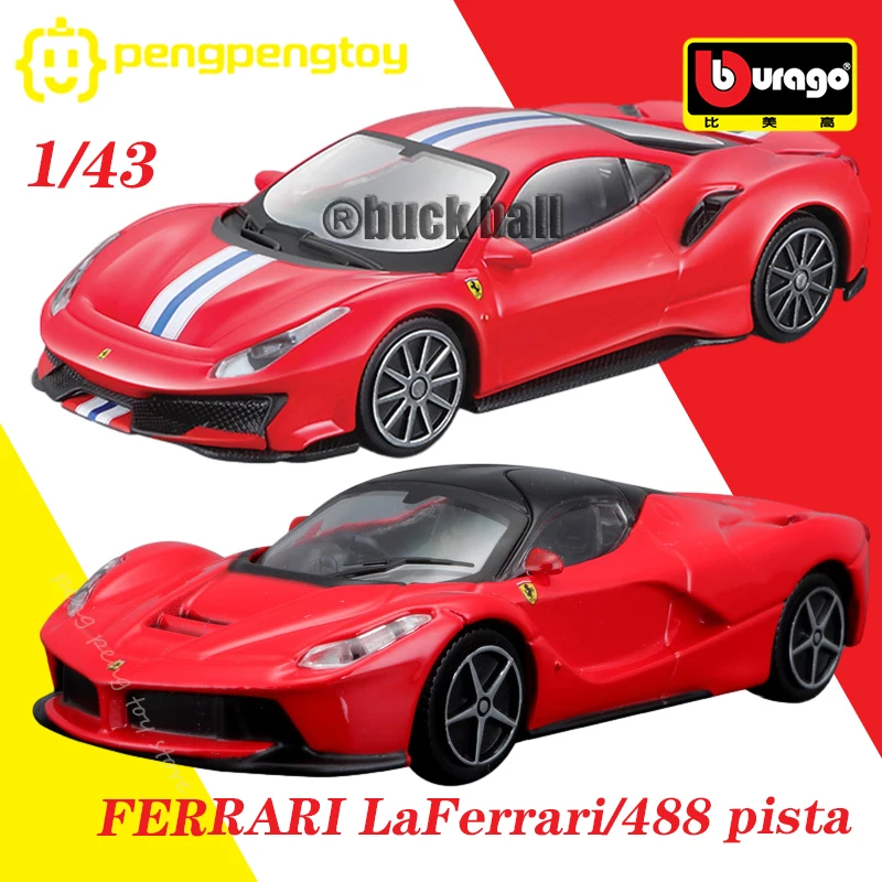 Модель автомобиля Bburago 1/43 Ferrari Laferrari Ferrari 488 Pista, литой под давлением, игрушечный автомобиль из сплава 1, коллекционная гоночная модель