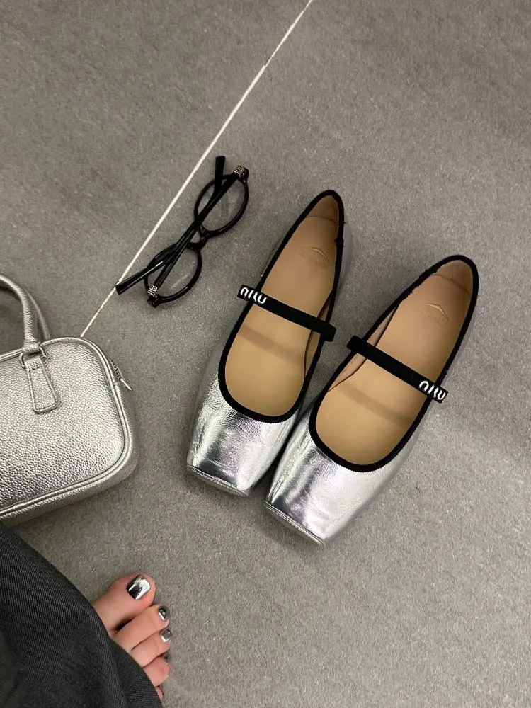 Women Ballet Flats Fashion Square Toe Pumps Female Mary Jane Shoes Soft Leather Slip-on Casual Shoes Office Lady Work Thin Shoes Sf3b0856a5dfc45b39e0fc5ee7dc1c5b9m