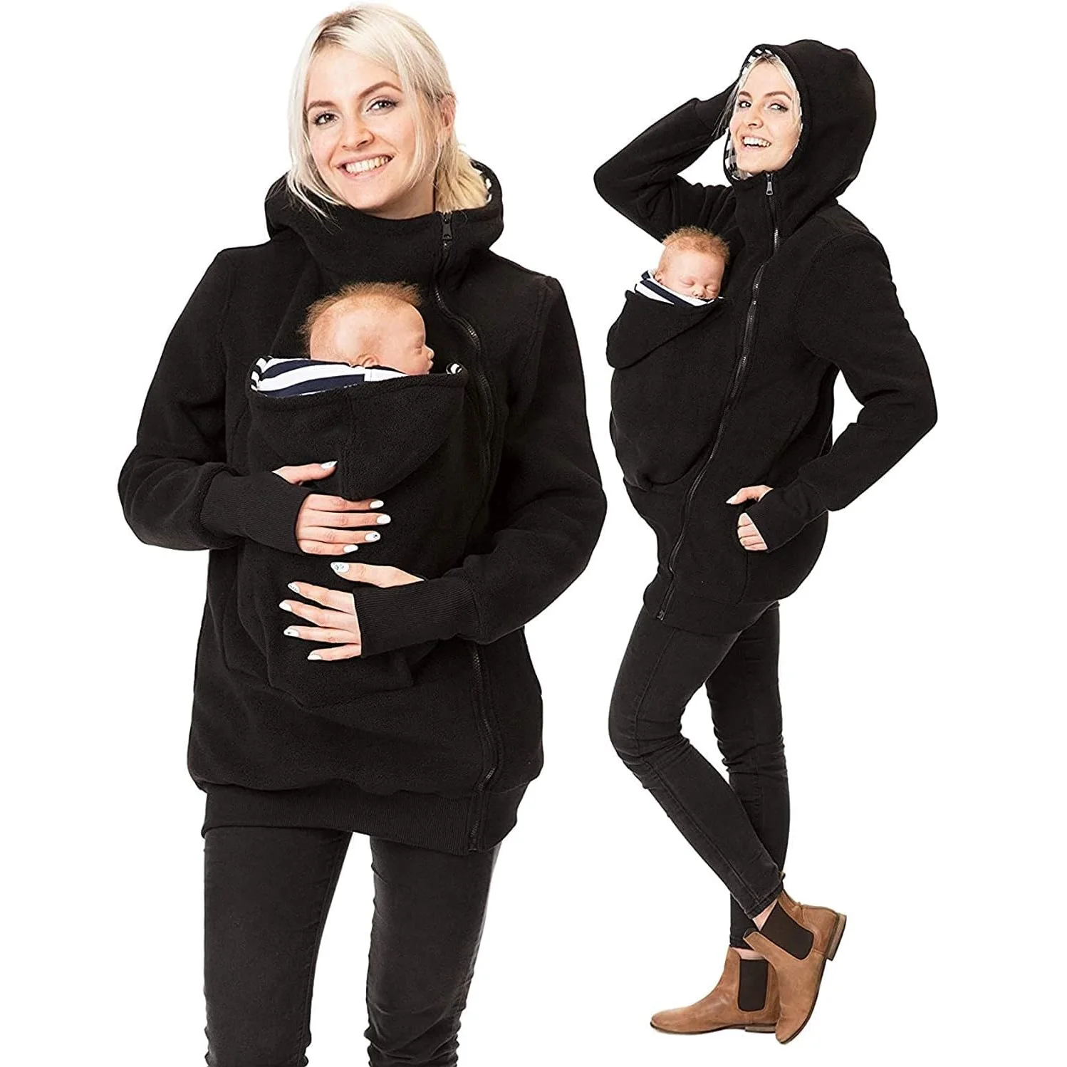 

Sepzay Women's Thick Warm Kangaroo Baby Carrier Hoodie Sweatshirt for Daddy Mom & Baby Maternity Coat Fleece Jacket