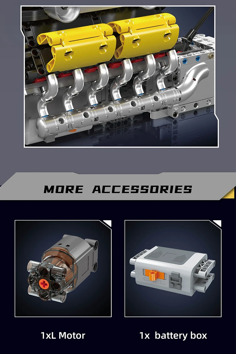 MOULD KING High-Tech Supercar W16 Engine Building Blocks Technology Electric V8 Inline Petrol Engine Model Display Toy Sets MOULD KING High-Tech Supercar W16 Engine Building Blocks Technology Electric V8 Inline Petrol Engine Model Display Toy Sets