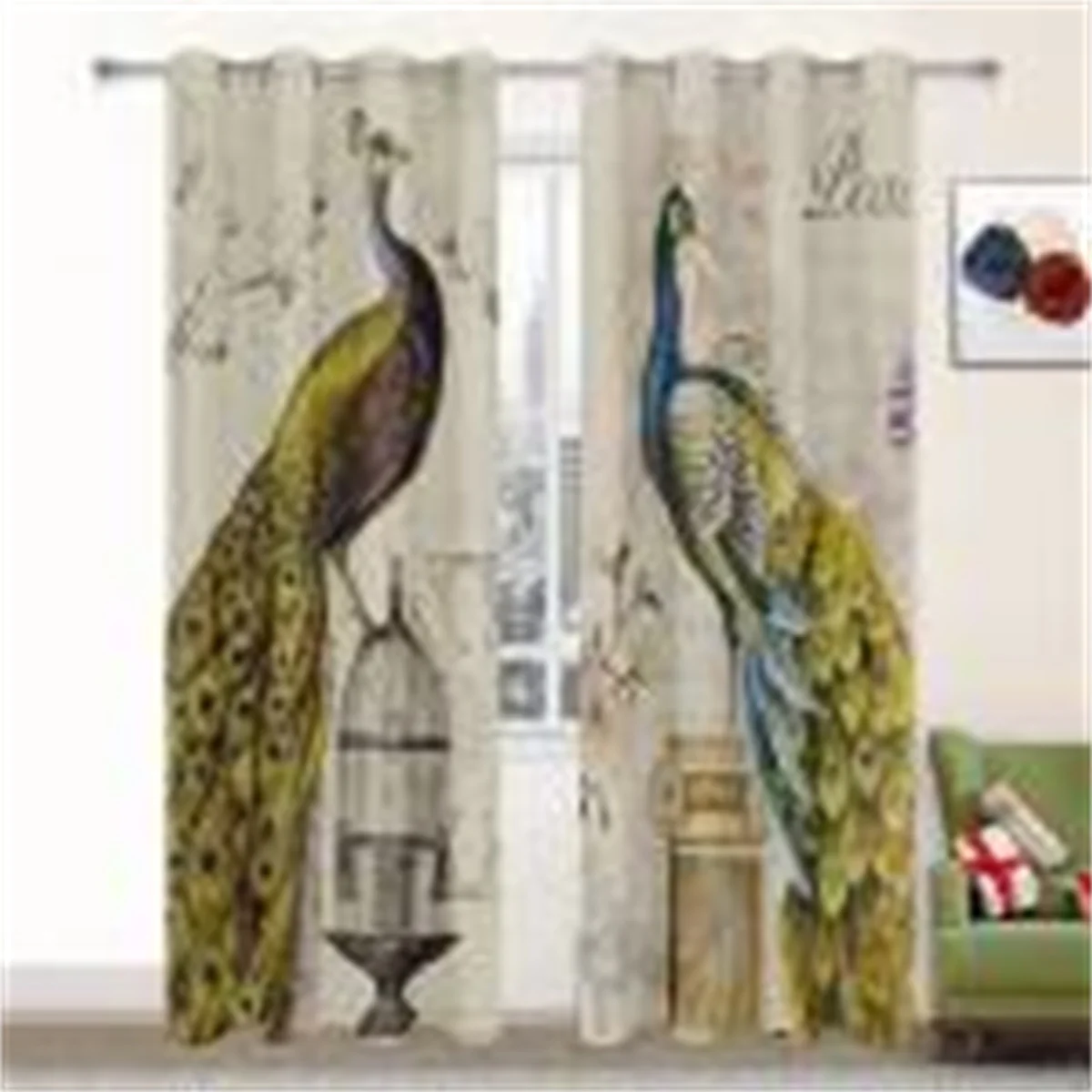 

Cheap 3D Vintage Peacock Luxury Print Free Shipping 2 Pieces Thin Window Curtain For Living Room Bedroom Two Drape Decor