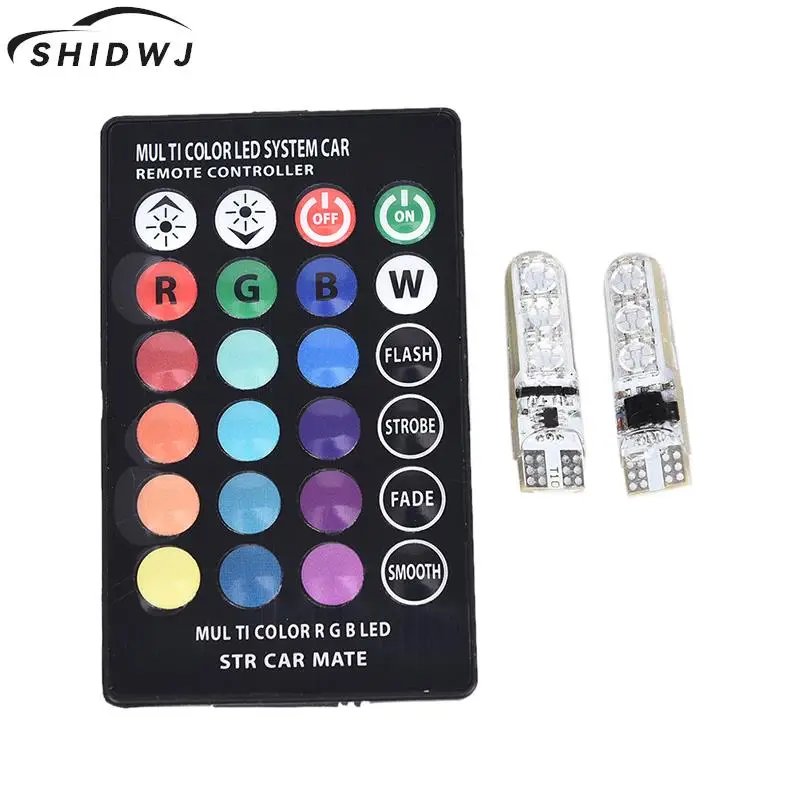 

Waterproof Silicone License Plate Light Car Led T10 5050 6smd Colorful With Remote Control Flashing Wide Light
