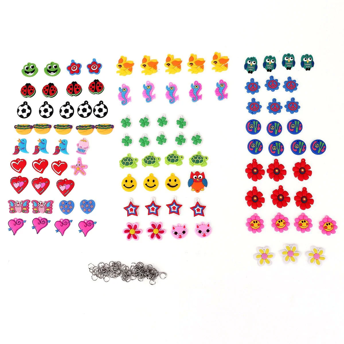 

Набор из 100 штук, Смешанные Подвески, подвески для самодельных браслетов с резиновыми лентами (случайный цвет и узор)