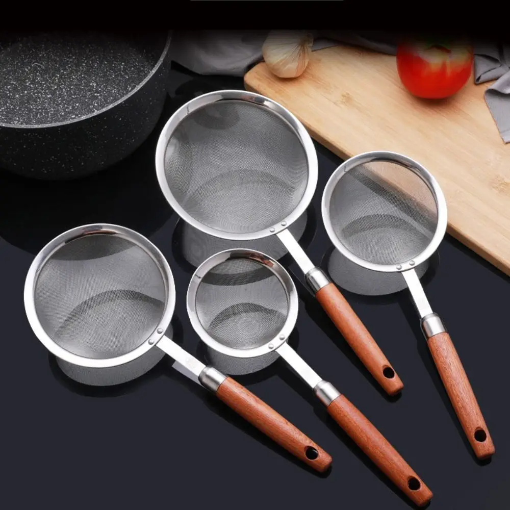 

Wooden Handle Stainless Steel Colander Pasta Noodle Strainer Skimmer Spoon Oil Pot Food Filter Drainer Cooking Kitchen Utensils