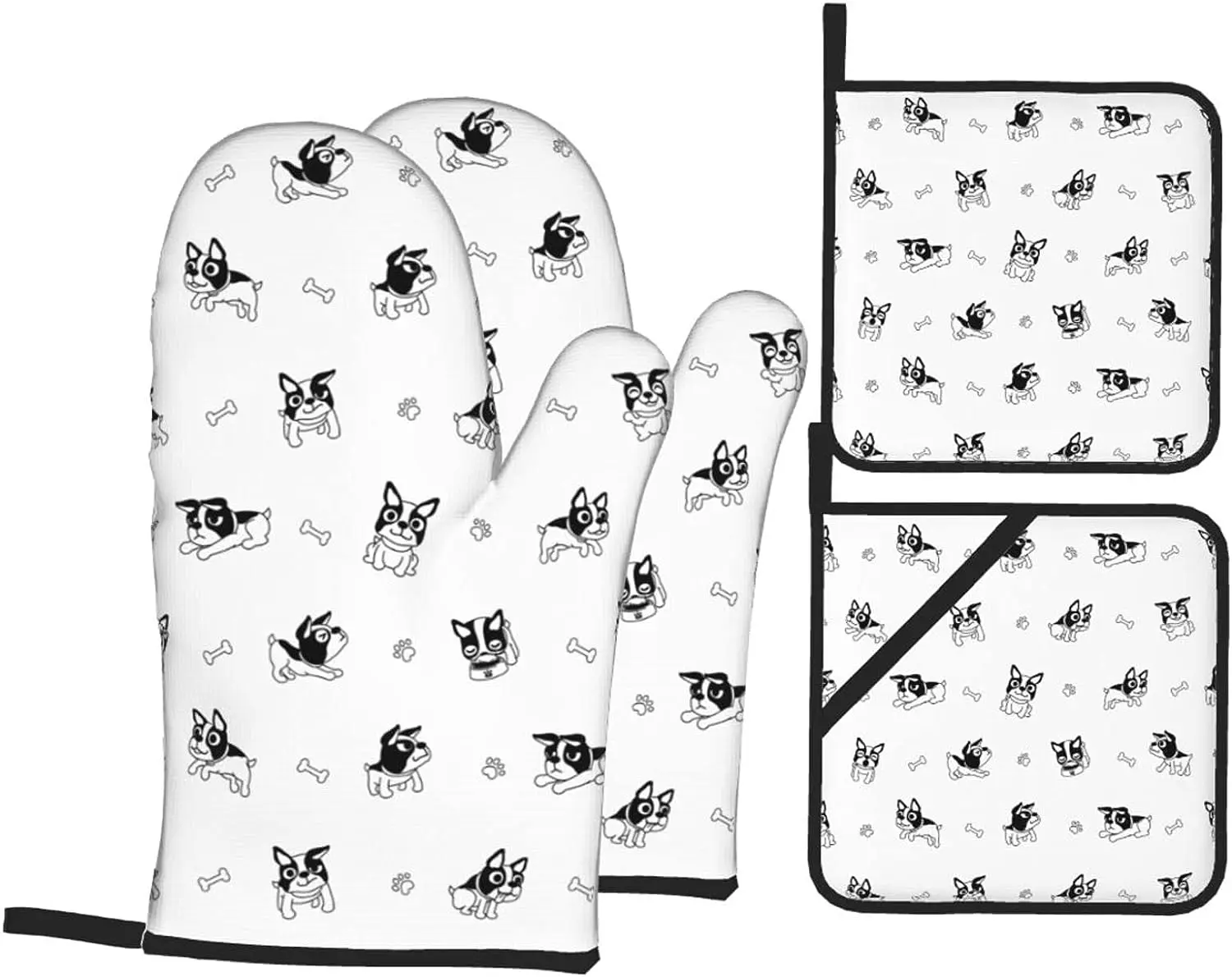 Cute Boston Terrier Dogs Oven Mitts and Pot Holders Sets of 4 Heat Resistant Kitchen Cooking Oven Gloves and Potholders Baking
Cute Boston Terrier Dogs Oven Mitts and Pot Holders Sets of 4 Heat Resistant Kitchen Cooking Oven Gloves and Potholders Baking