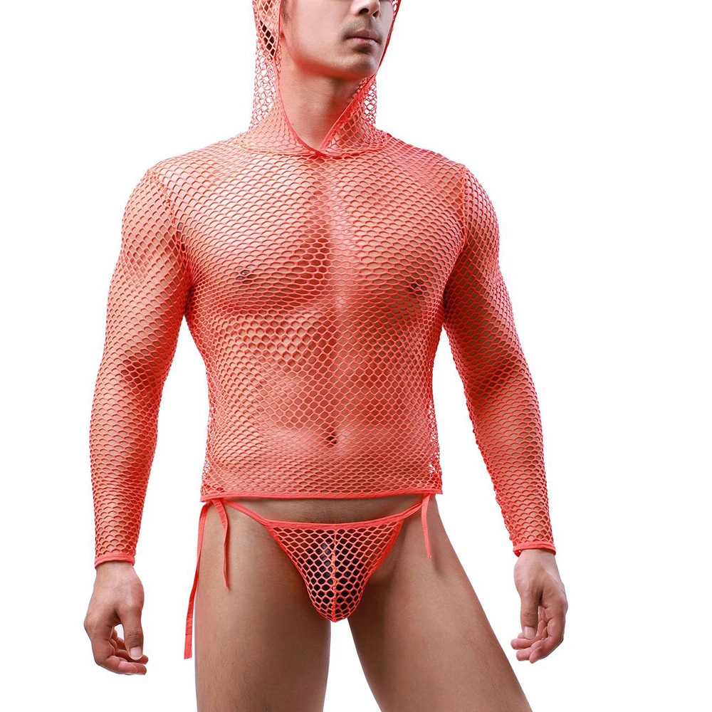 Men Breathable Hooded Vest Large Mesh Long-Sleeved Pullover Sexy Home Clothes See-Through Fishnet Sheer T-Shirt Club Undershirt
Men Breathable Hooded Vest Large Mesh Long-Sleeved Pullover Sexy Home Clothes See-Through Fishnet Sheer T-Shirt Club Undershirt