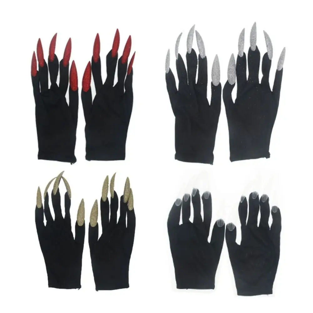 

1Pair Halloween Ghost Claw Gloves Props Women Long Nails Full Finger Wrist Gloves Cosplay Theme Cool Party Witch Gloves