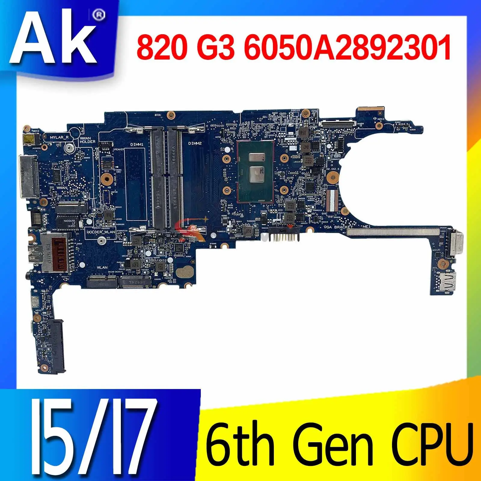 For HP Elitebook 820 G3 Laptop Motherboard Mainboard with I5 I7 6th Gen CPU 6050A2892301 Motherboard Test 100%
For HP Elitebook 820 G3 Laptop Motherboard Mainboard with I5 I7 6th Gen CPU 6050A2892301 Motherboard Test 100%
