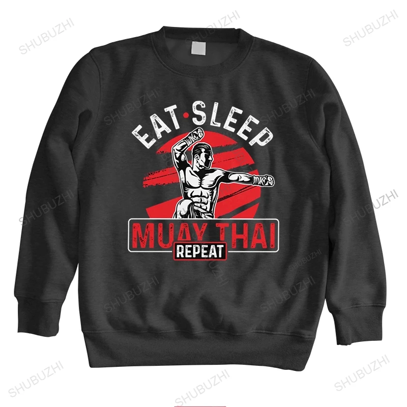 

Забавная брендовая толстовка с надписью Eat Sleep Repeat Muay Thai, хлопковые толстовки с капюшоном для кикбоксинга, худи для тайского бокса, товарный подарок