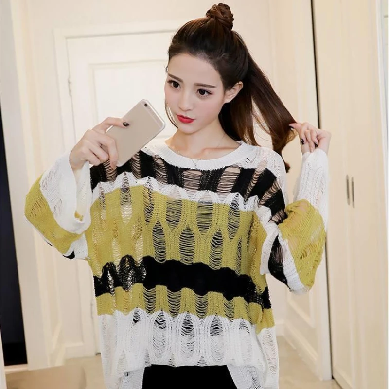 Lady Fashion Mesh Hollowed Out See-through Tassels Pullover Sweater Tshirts Women Sexy Tops Female Girl Casual Knitted T-shirt 2
Lady Fashion Mesh Hollowed Out See-through Tassels Pullover Sweater Tshirts Women Sexy Tops Female Girl Casual Knitted T-shirt 2