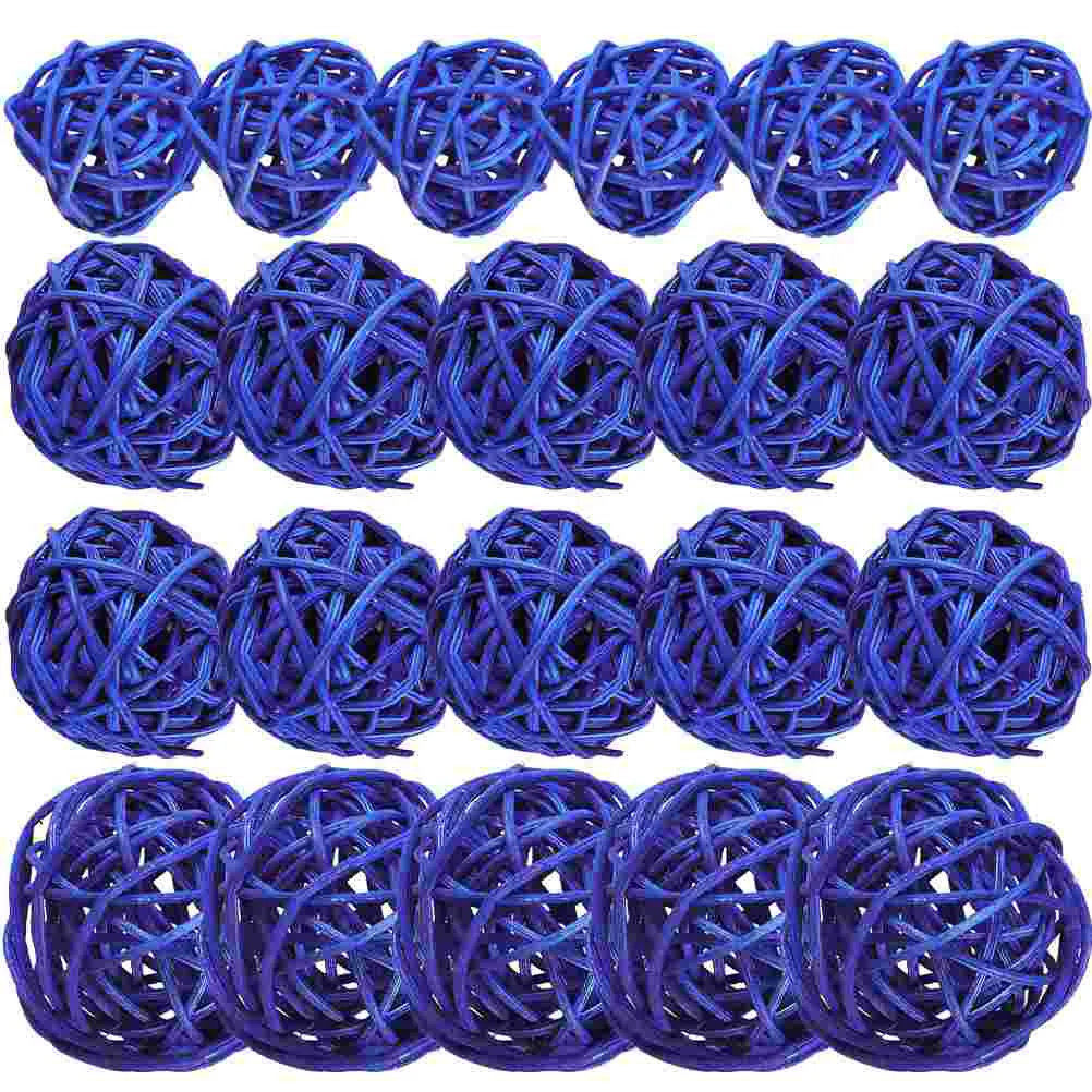 

30 Pcs Wicker Takraw Ball Blue Decor Accents Bathroom Vase Fillers for Home Halloween Fall Rattan Balls Accessories Decorative