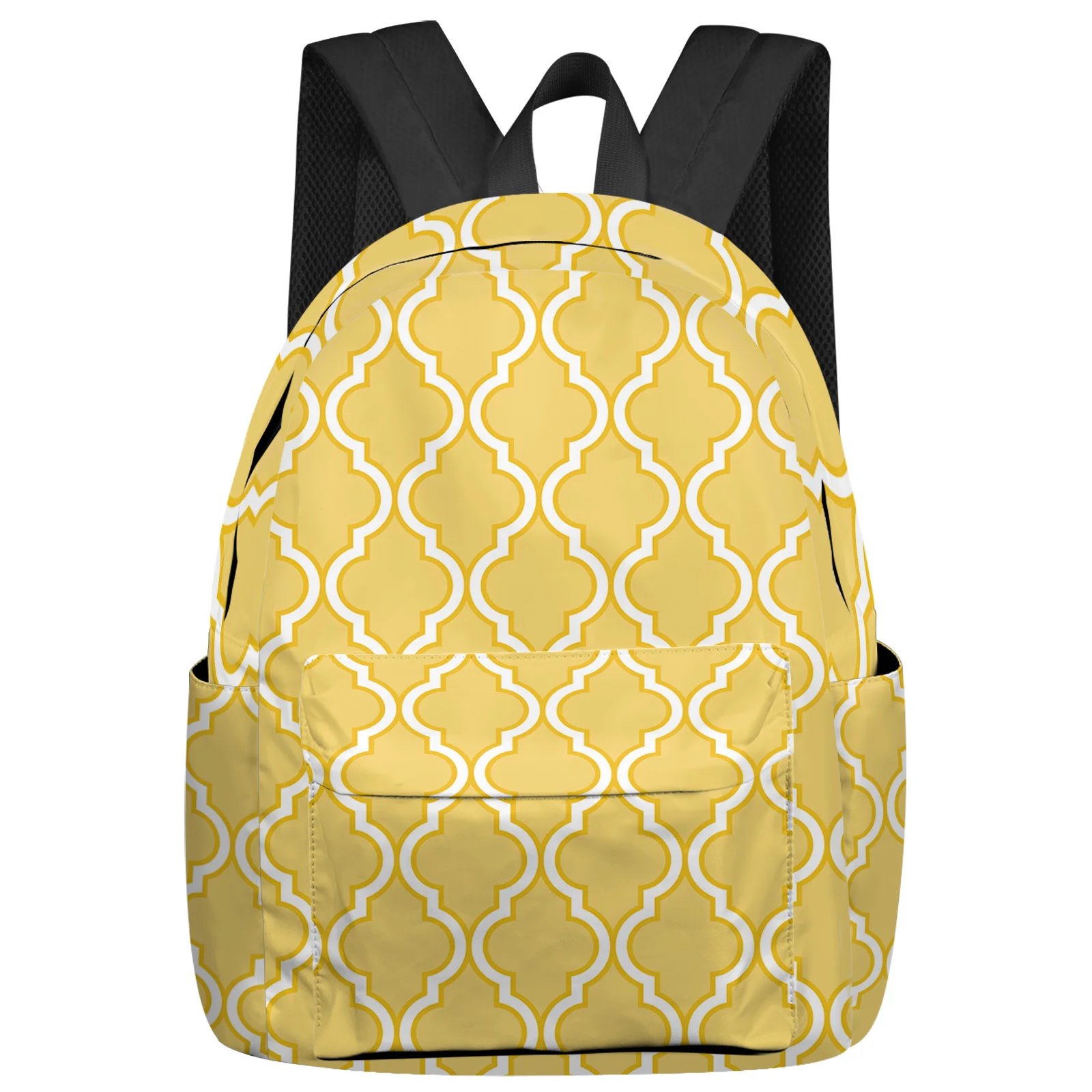 

Yellow Moroccan Geometry Backpack Teenagers Student School Bags Laptop Bag Women's Casual Travel Backpack