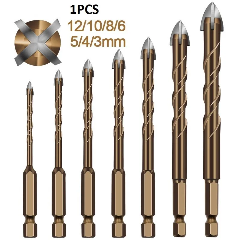 

3-12mm Cross Hex Tile Drill Bits Set For Glass Ceramic Metal Ceramic Concrete Hole Opener Brick Hard Alloy Triangle Bit Tool Kit