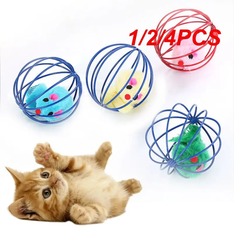 

1/2/4PCS Candy-colored Cat Toys With Bell Mouse Cage Toys Plastic Artificial Colorful Cat Teaser Toy Pet Interactive Training