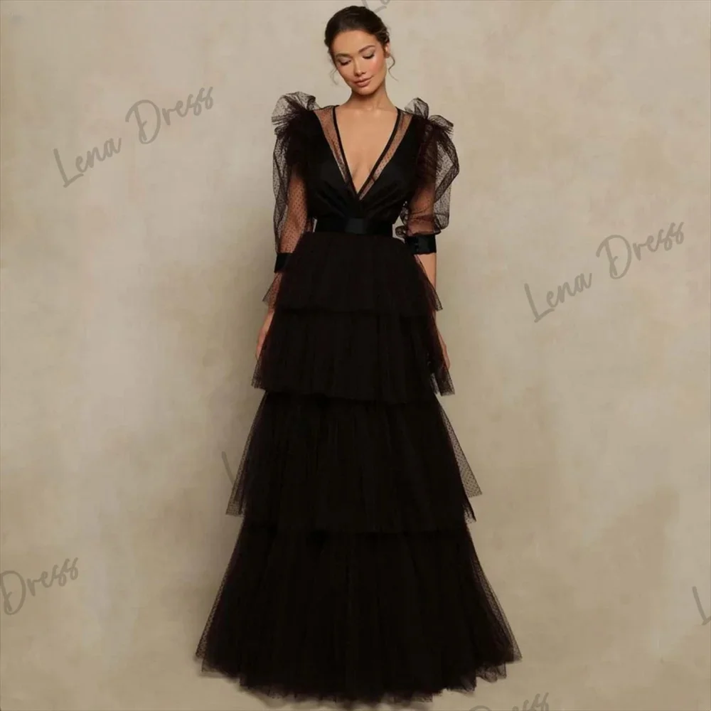 Lena-Black multi-layer evening dress with fluffy sleeves, dance dress 2024A A-line party dress, pleated formal occasion dress
Lena-Black multi-layer evening dress with fluffy sleeves, dance dress 2024A A-line party dress, pleated formal occasion dress