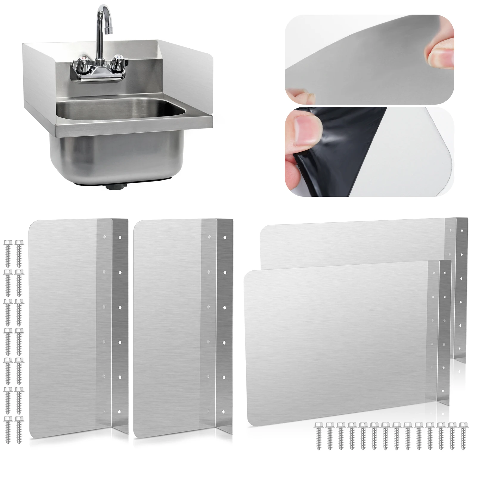 2 Pcs Stainless Steel Side Splash Guard Rustproof Sink Side Splash Guard Wall Mount Sink Splash Protector Easy to Install
2 Pcs Stainless Steel Side Splash Guard Rustproof Sink Side Splash Guard Wall Mount Sink Splash Protector Easy to Install