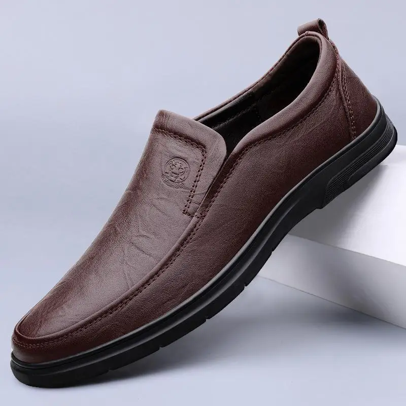 

Loafers Leather Shoes Men's Leather One Pedal Lazy Shoes Comfortable Soft Bottom Daddy's Shoes Casual All-Matching