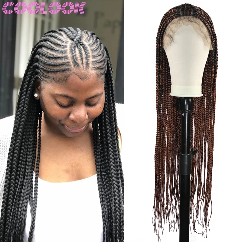 Ombre Full Lace Braided Wig Long Knotless Box Braids Lace Frontal Wig Synthetic Brown Box Braid Lace Front Wig for Black Women
Ombre Full Lace Braided Wig Long Knotless Box Braids Lace Frontal Wig Synthetic Brown Box Braid Lace Front Wig for Black Women