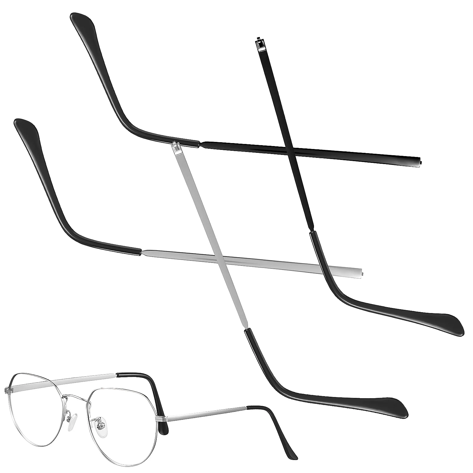 2 Pairs Replacement of Metal Glasses (black + Silver) Sunglasses Arms Temple Accessories Repair Eyeglasses Parts
2 Pairs Replacement of Metal Glasses (black + Silver) Sunglasses Arms Temple Accessories Repair Eyeglasses Parts