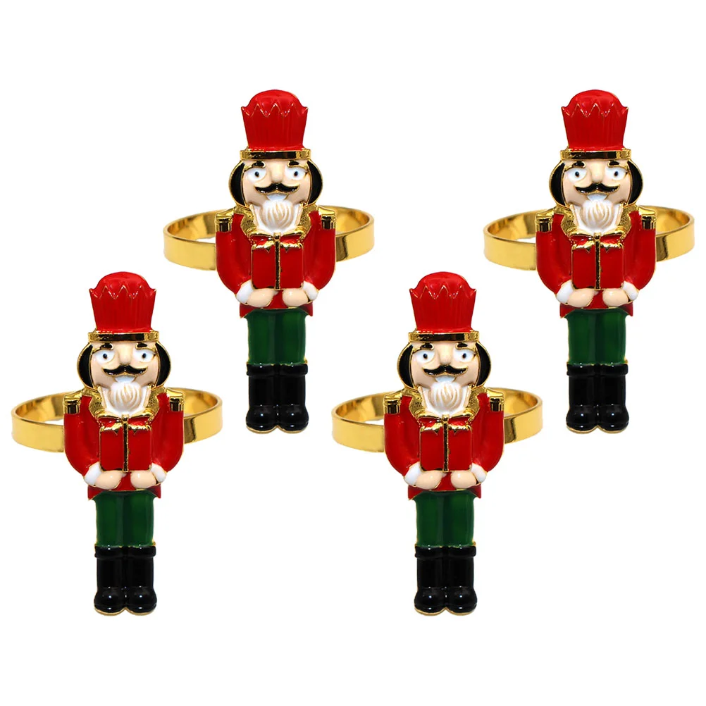 

Christmas Nutcracker Soldier Napkin Ring Serviette Holders Napkin Buckles New Year Wedding Banquet Party Table Decoration