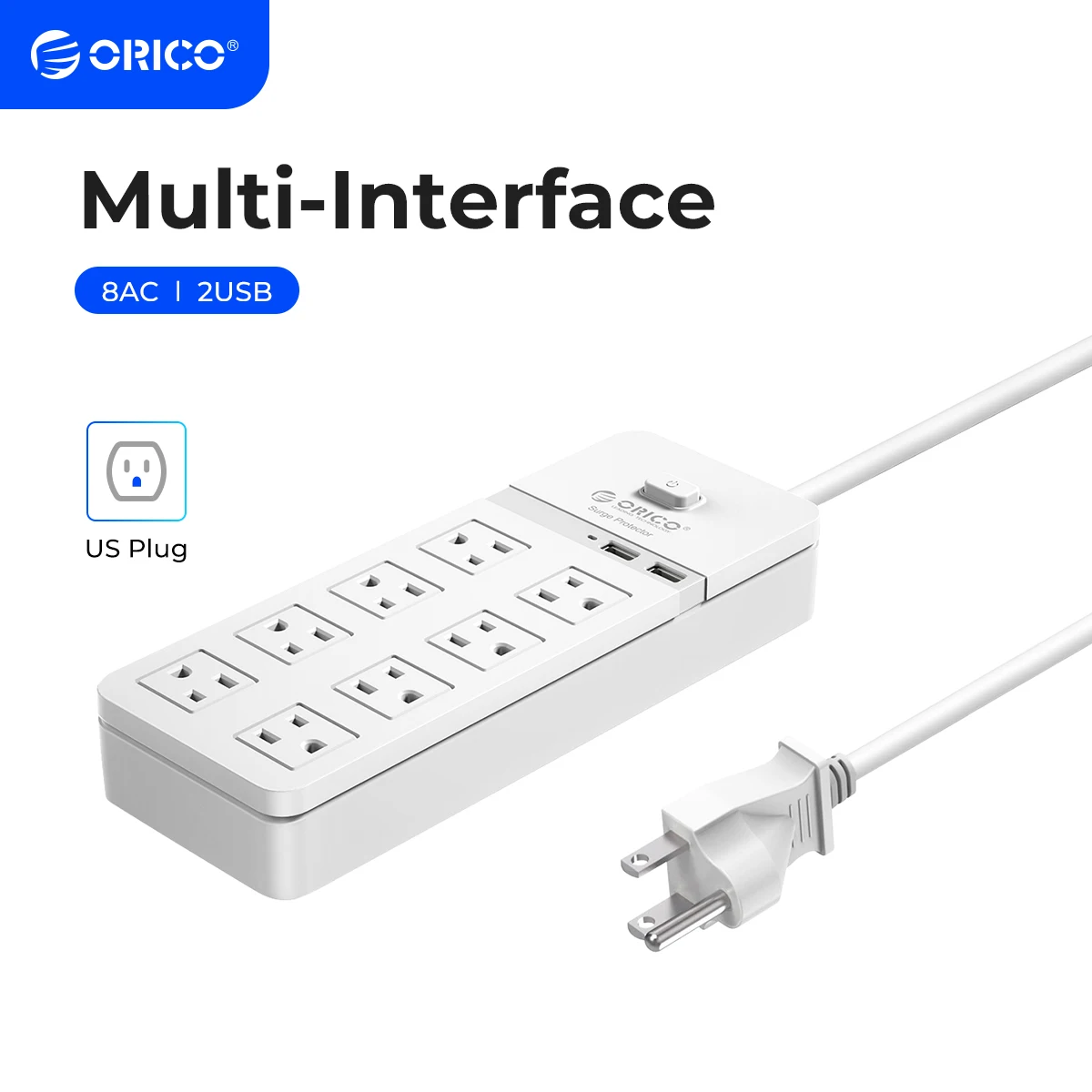 ORICO US Plug Power Strip Extension Cable Electrical Socket With 8AC Outlets 2 USB Ports For Home Office White Power Strips
ORICO US Plug Power Strip Extension Cable Electrical Socket With 8AC Outlets 2 USB Ports For Home Office White Power Strips