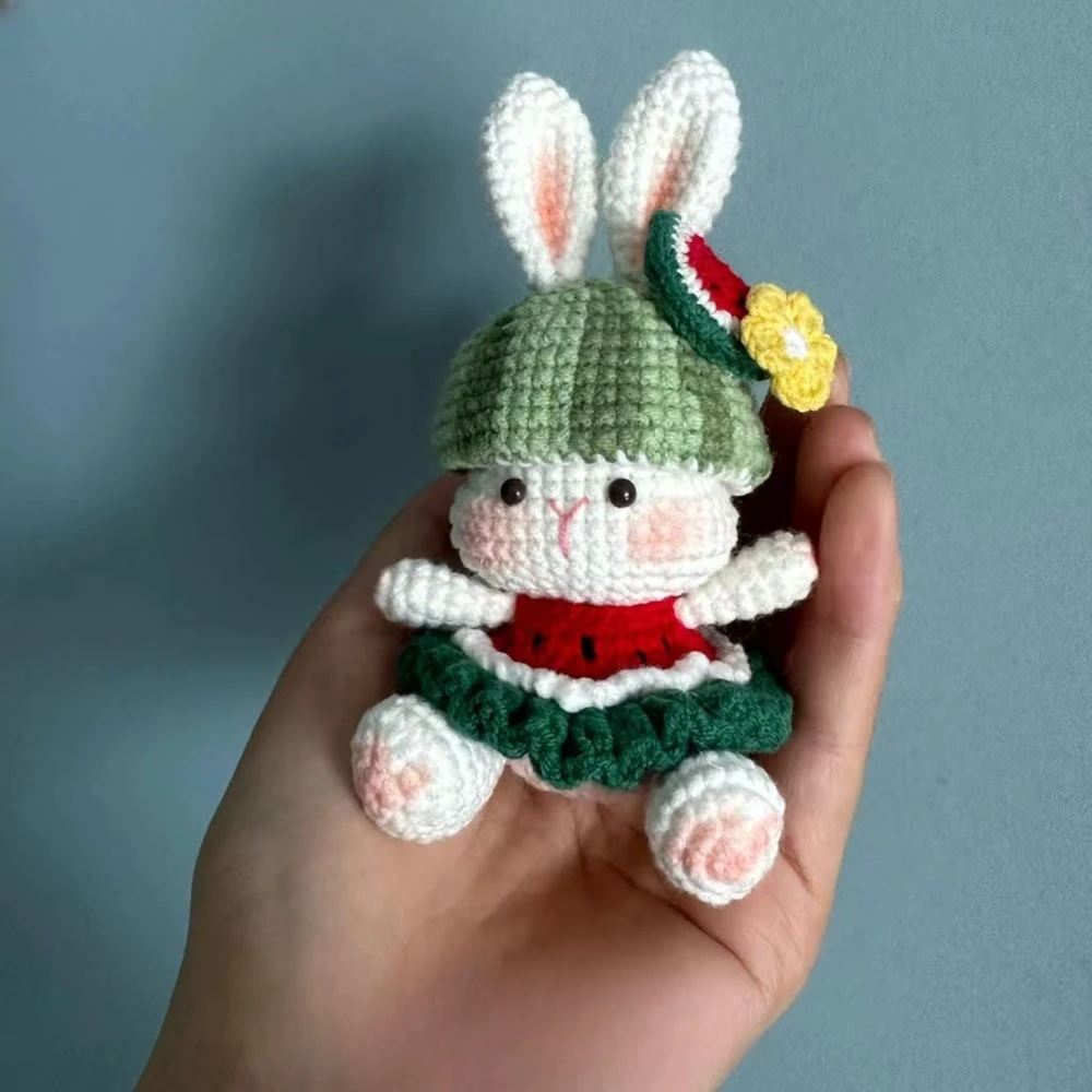 New Style Finished Crochet Strawberry Rabbit Doll Key Chain ,Handmade Crochet Watermelon Rabbit Pendant, Crochet Pretty Rabbit New Style Finished Crochet Strawberry Rabbit Doll Key Chain ,Handmade Crochet Watermelon Rabbit Pendant, Crochet Pretty Rabbit