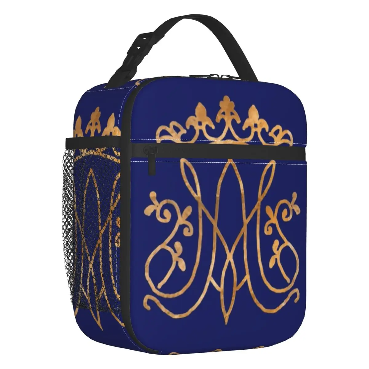 

Ave Maria Monogram Insulated Lunch Bags for Women Catholic Jesus Portable Thermal Cooler Bento Box Work School Travel