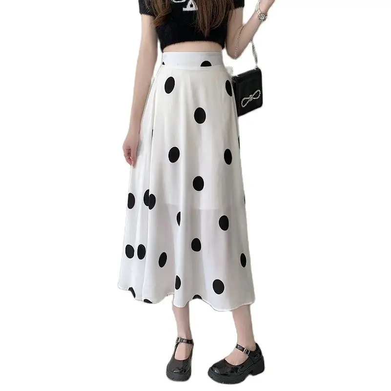 

Female chiffon skirt polka dots high-waisted frill skirt A-Line skirts