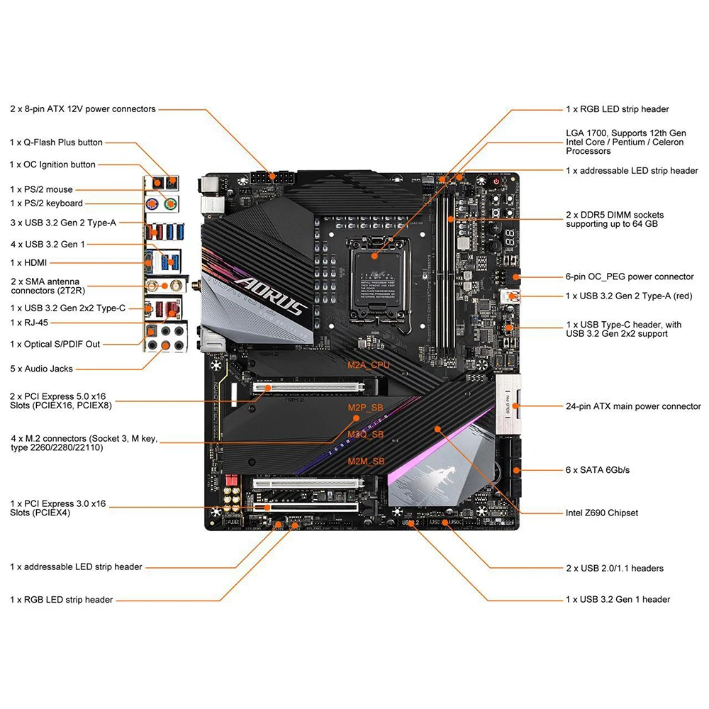 Z690 AORUS TACHYON For Gigabyte LGA1700 2*DDR5 64GB E-ATX Desktop Motherboard High Quality Fast ShipDIY Brand
Z690 AORUS TACHYON For Gigabyte LGA1700 2*DDR5 64GB E-ATX Desktop Motherboard High Quality Fast ShipDIY Brand
