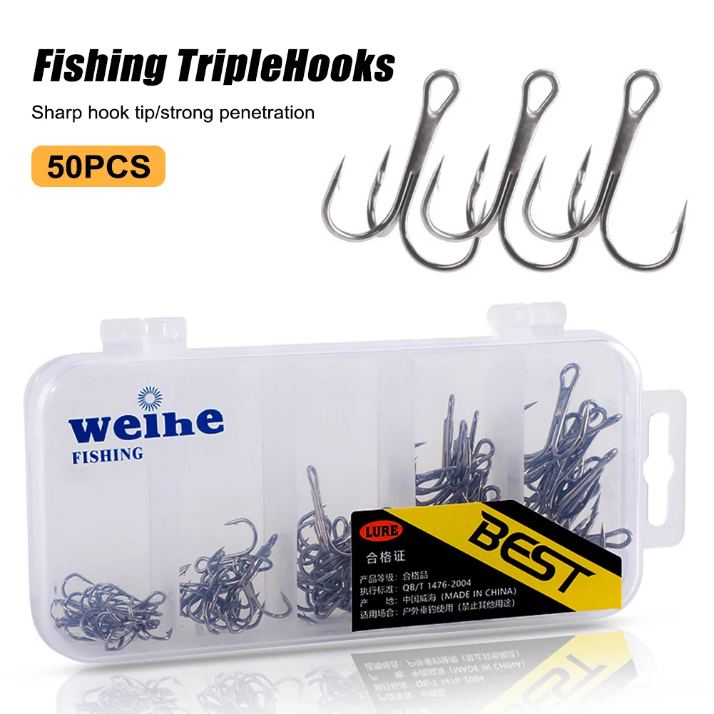 50pcs Fishing TripleHooks High Steel Carbon Material Treble Black Fishing Hook Round Folded Saltwater Bass 2 # -10 # For Lure
50pcs Fishing TripleHooks High Steel Carbon Material Treble Black Fishing Hook Round Folded Saltwater Bass 2 # -10 # For Lure