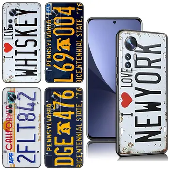 Capa de Celular Retro Engraçada com Número de Placa de Licença para iPhone 8 Retro License Plate Number Car Phone Case For Xiaomi Mi 8 9 SE 10 10T 11 12 13 Lite 9T 11T 12S 12T 13 Pro 11i 12X Black Cover