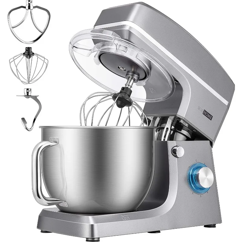 

VIVOHOME 7.5 Quart Stand Mixer, 660W 6-Speed Tilt-Head Kitchen Electric Food Mixer with Beater, Dough Hook, Wire Whip Gray