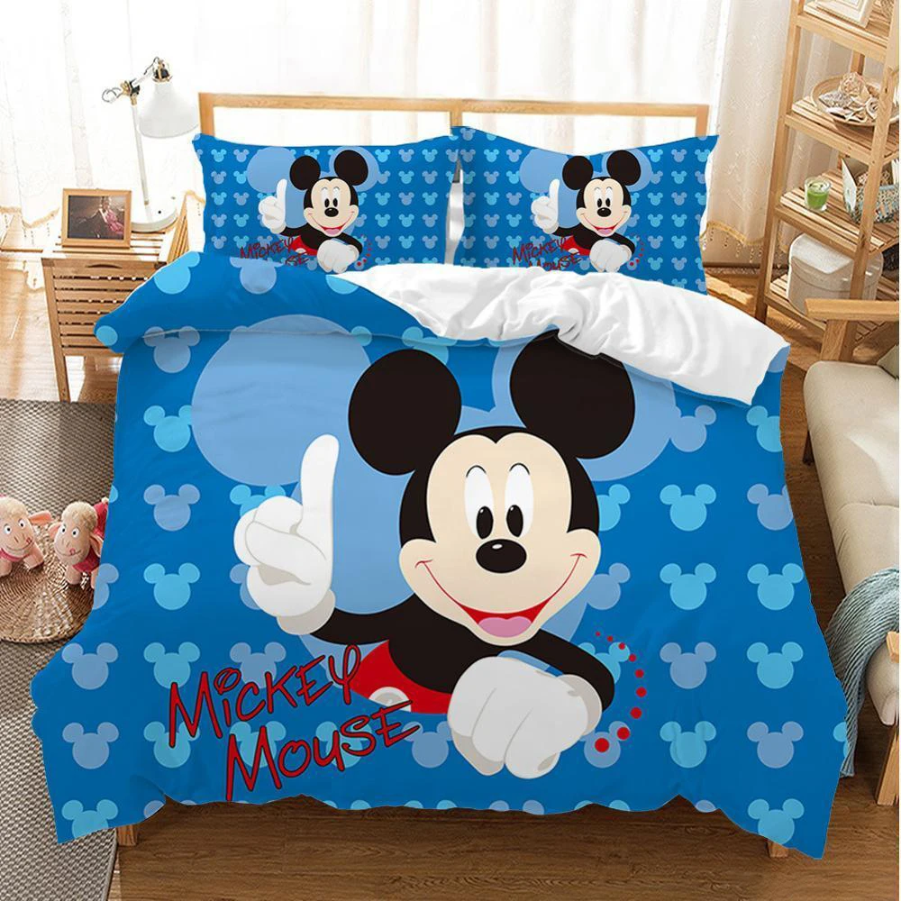 

Disney Children 3D bedding set Duvet Covers Pillowcases bedding sets Children cartoon Mickey Minnie mouse Soft Cute bed set gift