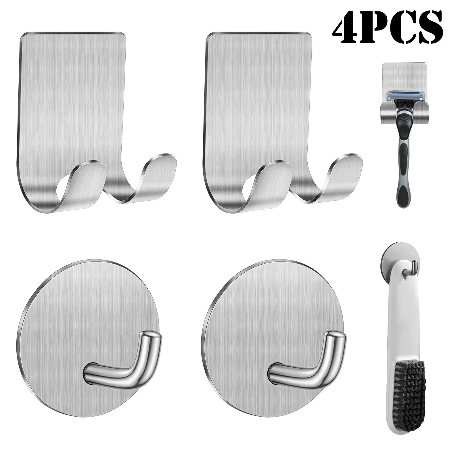 Self-adhesive Steel Shaver Bathroom Hooks Holder Stainless Razor 4pcs Shower Kitchen Organize Hanger
Self-adhesive Steel Shaver Bathroom Hooks Holder Stainless Razor 4pcs Shower Kitchen Organize Hanger