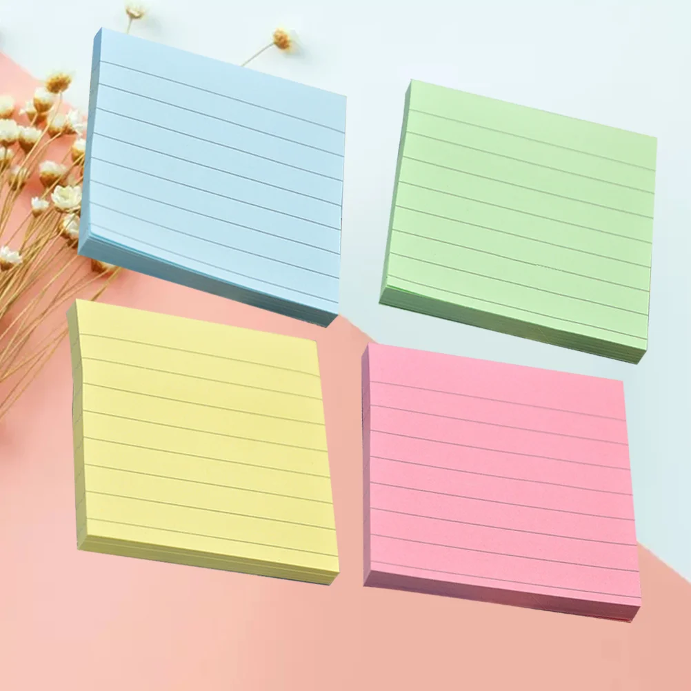 

4 Pcs Striped Sticky Notepads Memo Self Stickers Notebook Self-stick Notes Paper