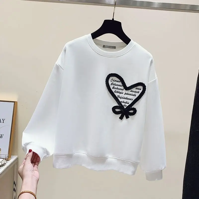 Women Spring Autumn Casual Loose Sweatshirts 2024 New Korean Lady Student Fashion Heart Letter White Long Sleeve Daily Tops
Women Spring Autumn Casual Loose Sweatshirts 2024 New Korean Lady Student Fashion Heart Letter White Long Sleeve Daily Tops
