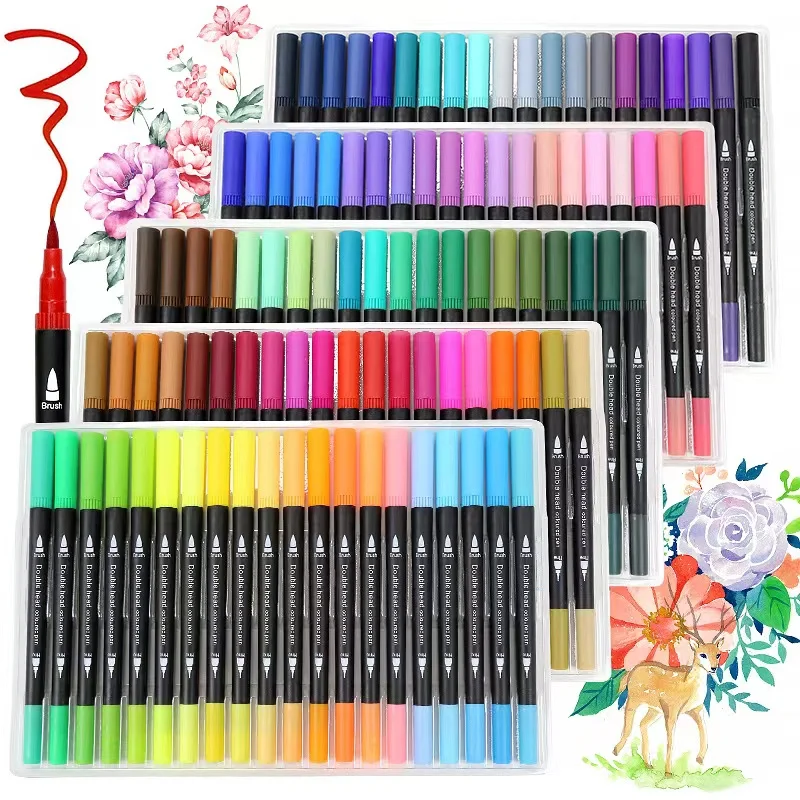 12/120 Color Watercolour Pens Markers Dual Brush Pen FineLiner Dual Tips Brush Pens for Watercolor Calligraphy School Supplies
12/120 Color Watercolour Pens Markers Dual Brush Pen FineLiner Dual Tips Brush Pens for Watercolor Calligraphy School Supplies
